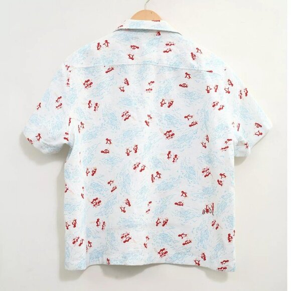 BODE Skiing Penguins Short Sleeve Men's Shirt Buttondown Printed Cotton L 276873 - Picture 6 of 7
